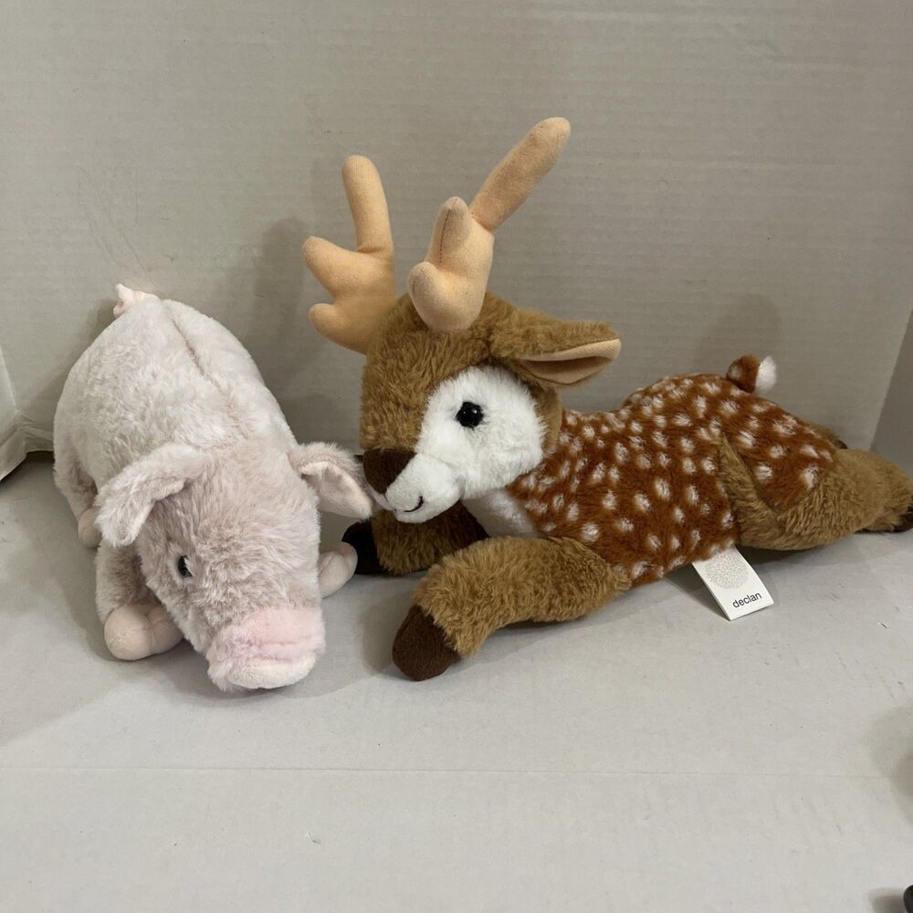 2 Debi Lilly Plush Declan The Deer And Penny The Pig Stuffed Animal